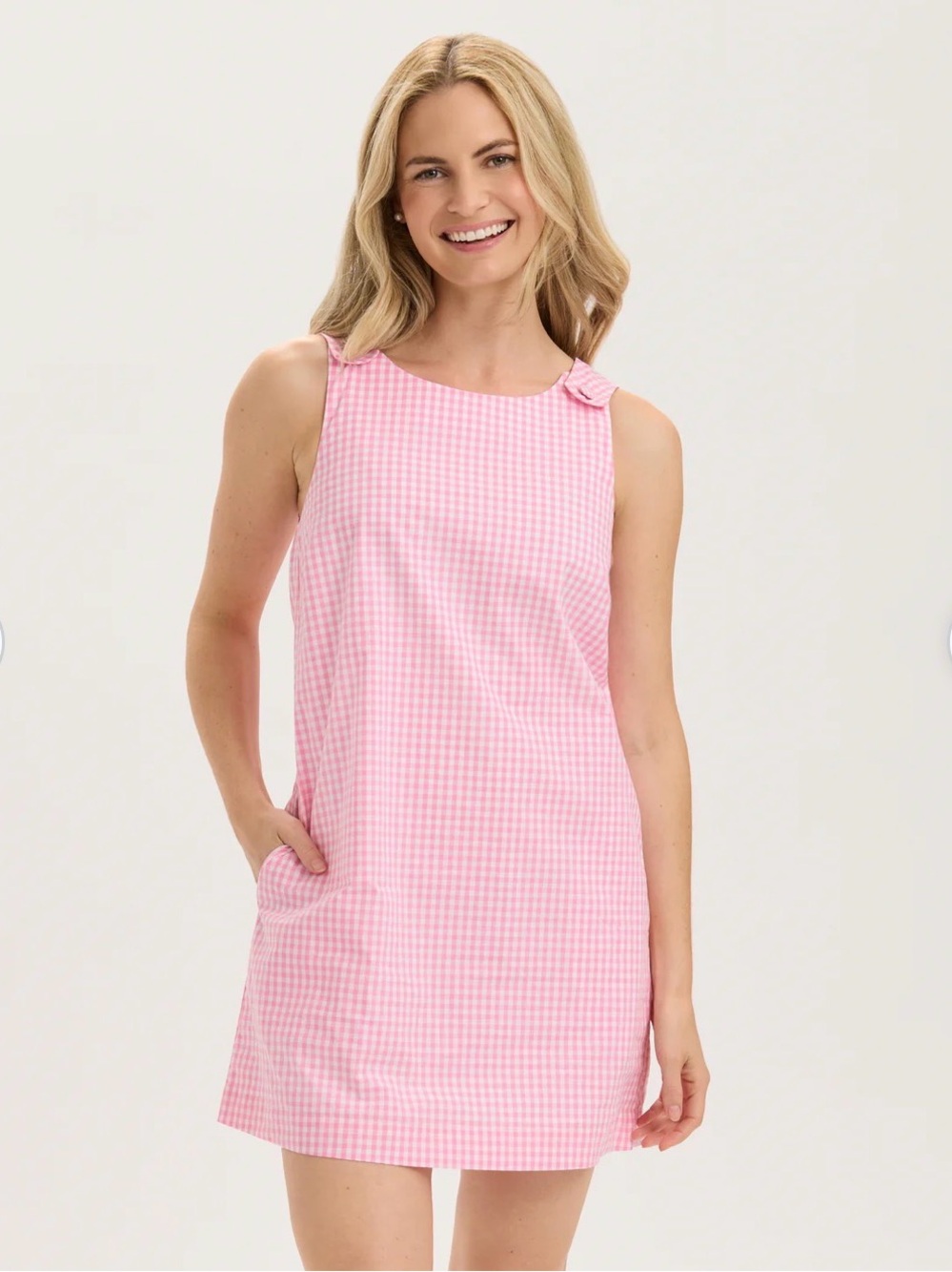 Renwick Sport, NWTs Pink Gingham Sleeveless Shift Dress size small